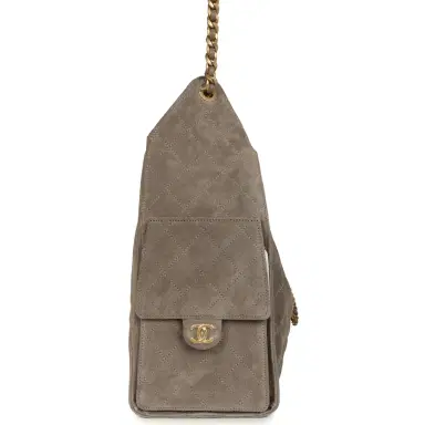 Chanel Chanel Medium 25 Hobo Bag Dark Grey Suede Antique Gold Hardware | Thumbnail 4 Chanel Chanel Medium 25 Hobo Bag Dark Grey Suede Antique Gold Hardware | Thumbnail 4