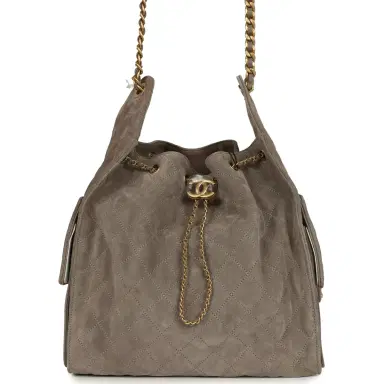 Chanel Chanel Medium 25 Hobo Bag Dark Grey Suede Antique Gold Hardware | Thumbnail 1 Chanel Chanel Medium 25 Hobo Bag Dark Grey Suede Antique Gold Hardware | Thumbnail 1