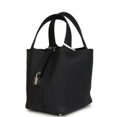 HERMÈS Hermes Picotin Lock 18 Caban Clemence Palladium Hardware | Thumbnail 3 HERMÈS Hermes Picotin Lock 18 Caban Clemence Palladium Hardware | Thumbnail 3