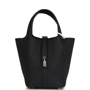HERMÈS Hermes Picotin Lock 18 Caban Clemence Palladium Hardware | Thumbnail 1 HERMÈS Hermes Picotin Lock 18 Caban Clemence Palladium Hardware | Thumbnail 1