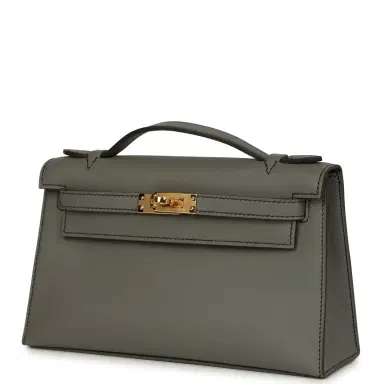 HERMÈS Hermes Special Order (HSS) Kelly Pochette Gris Meyer Verso Swift Gold Hardware | Thumbnail 5 HERMÈS Hermes Special Order (HSS) Kelly Pochette Gris Meyer Verso Swift Gold Hardware | Thumbnail 5