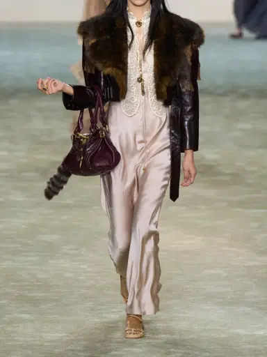 Chloé Cropped Belted Shearling-trimmed Glossed-leather Jacket | Thumbnail 5 Chloé Cropped Belted Shearling-trimmed Glossed-leather Jacket | Thumbnail 5