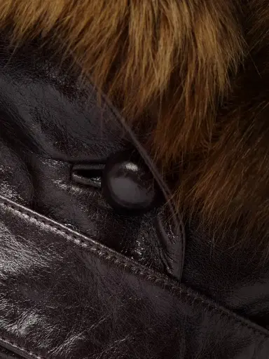 Chloé Cropped Belted Shearling-trimmed Glossed-leather Jacket | Thumbnail 6 Chloé Cropped Belted Shearling-trimmed Glossed-leather Jacket | Thumbnail 6