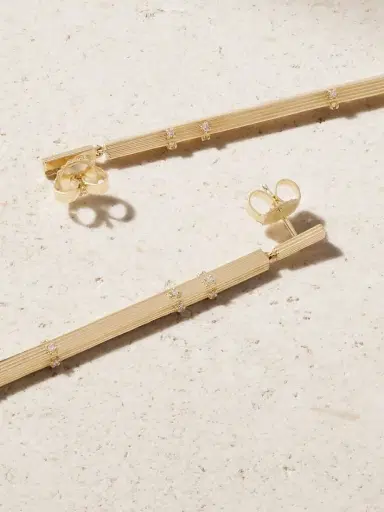 Sydney Evan Fluted Bar 14-karat Gold Diamond Earrings | Thumbnail 3 Sydney Evan Fluted Bar 14-karat Gold Diamond Earrings | Thumbnail 3