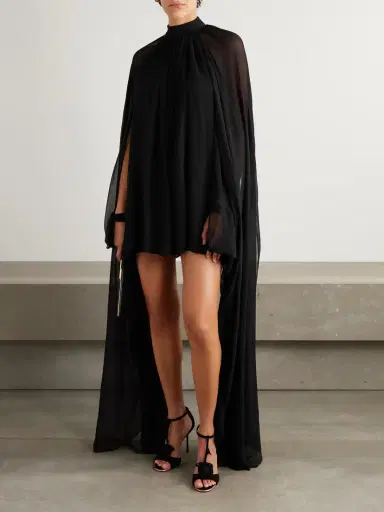 Taller Marmo Eterea Cape-effect Silk-crepon Halterneck Mini Dress | Thumbnail 2 Taller Marmo Eterea Cape-effect Silk-crepon Halterneck Mini Dress | Thumbnail 2