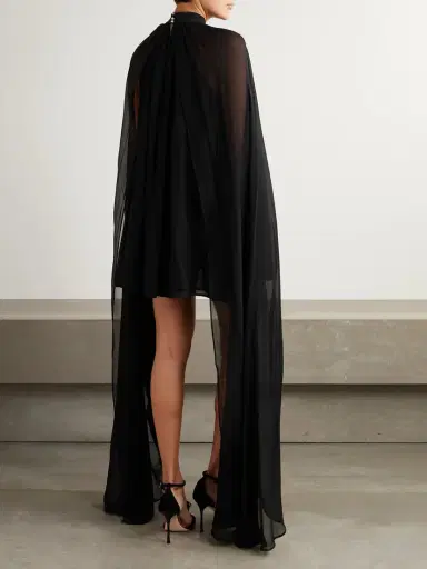 Taller Marmo Eterea Cape-effect Silk-crepon Halterneck Mini Dress | Thumbnail 3 Taller Marmo Eterea Cape-effect Silk-crepon Halterneck Mini Dress | Thumbnail 3