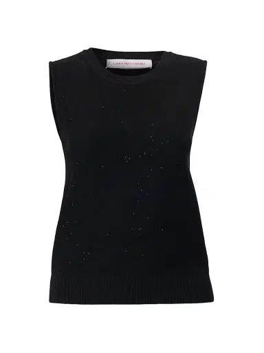 Carolina Herrera Women's Sequined Stretch-Wool Crewneck Tank - Black | Thumbnail 1 Carolina Herrera Women's Sequined Stretch-Wool Crewneck Tank - Black | Thumbnail 1