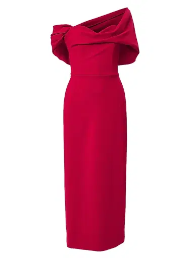 Carolina Herrera Women's Draped Off-the-Shoulder Cocktail Dress - Claret | Thumbnail 1 Carolina Herrera Women's Draped Off-the-Shoulder Cocktail Dress - Claret | Thumbnail 1