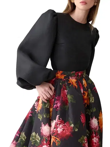 Carolina Herrera Women's Silk Gazar Puff-Sleeve Blouse | Thumbnail 4 Carolina Herrera Women's Silk Gazar Puff-Sleeve Blouse | Thumbnail 4