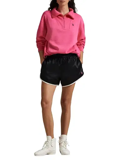Polo Ralph Lauren Women's Pink Pony Fleece Half-Zip Sweatshirt - Pink | Thumbnail 2 Polo Ralph Lauren Women's Pink Pony Fleece Half-Zip Sweatshirt - Pink | Thumbnail 2