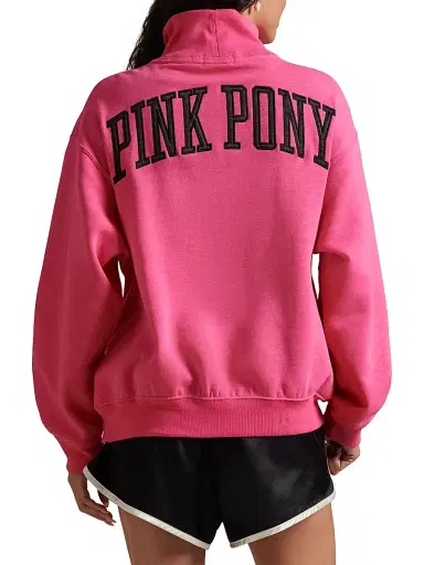 Polo Ralph Lauren Women's Pink Pony Fleece Half-Zip Sweatshirt - Pink | Thumbnail 4 Polo Ralph Lauren Women's Pink Pony Fleece Half-Zip Sweatshirt - Pink | Thumbnail 4