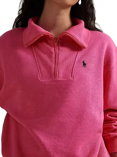 Polo Ralph Lauren Women's Pink Pony Fleece Half-Zip Sweatshirt - Pink | Thumbnail 5 Polo Ralph Lauren Women's Pink Pony Fleece Half-Zip Sweatshirt - Pink | Thumbnail 5