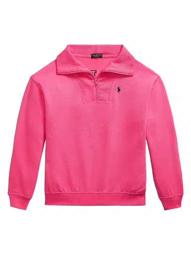 Polo Ralph Lauren Women's Pink Pony Fleece Half-Zip Sweatshirt - Pink | Thumbnail 1 Polo Ralph Lauren Women's Pink Pony Fleece Half-Zip Sweatshirt - Pink | Thumbnail 1