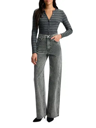 Veronica Beard Women's Dilia Striped Button-Front Top - Heather Grey Black Lurex | Thumbnail 2 Veronica Beard Women's Dilia Striped Button-Front Top - Heather Grey Black Lurex | Thumbnail 2