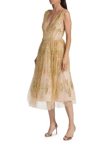 Milly Women's Tinsley Sequined Tulle Midi-Dress - Blush | Thumbnail 4 Milly Women's Tinsley Sequined Tulle Midi-Dress - Blush | Thumbnail 4