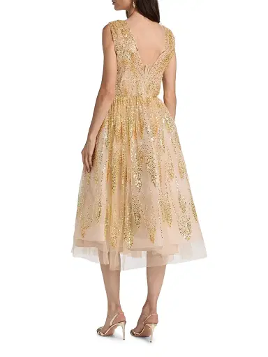 Milly Women's Tinsley Sequined Tulle Midi-Dress - Blush | Thumbnail 5 Milly Women's Tinsley Sequined Tulle Midi-Dress - Blush | Thumbnail 5