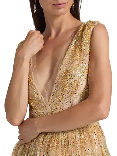Milly Women's Tinsley Sequined Tulle Midi-Dress - Blush | Thumbnail 6 Milly Women's Tinsley Sequined Tulle Midi-Dress - Blush | Thumbnail 6