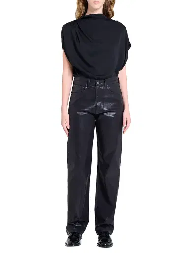 TWP Women's Kent St Coated Wool Straight-Leg Trousers - Black | Thumbnail 2 TWP Women's Kent St Coated Wool Straight-Leg Trousers - Black | Thumbnail 2