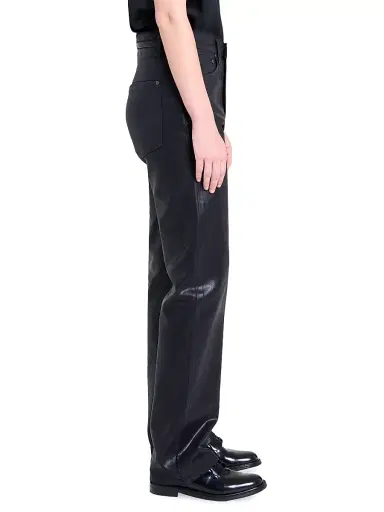 TWP Women's Kent St Coated Wool Straight-Leg Trousers - Black | Thumbnail 4 TWP Women's Kent St Coated Wool Straight-Leg Trousers - Black | Thumbnail 4