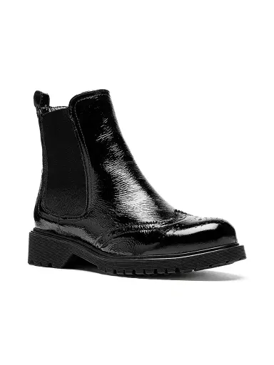 La Canadienne Women's Hansel 35MM Crinkled Patent Leather Chelsea Boots - Black Patent Leather | Thumbnail 2 La Canadienne Women's Hansel 35MM Crinkled Patent Leather Chelsea Boots - Black Patent Leather | Thumbnail 2