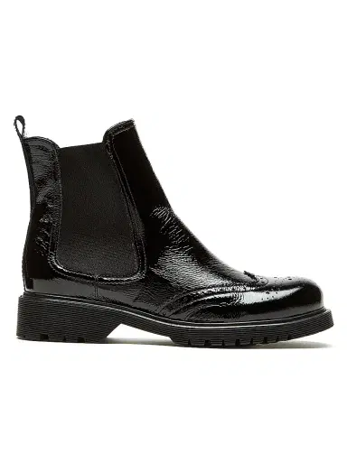 La Canadienne Women's Hansel 35MM Crinkled Patent Leather Chelsea Boots - Black Patent Leather | Thumbnail 1 La Canadienne Women's Hansel 35MM Crinkled Patent Leather Chelsea Boots - Black Patent Leather | Thumbnail 1