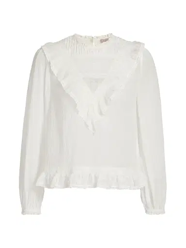LINGUA FRANCA Women's Patchwork Lace Cotton Shirt | Thumbnail 1 LINGUA FRANCA Women's Patchwork Lace Cotton Shirt | Thumbnail 1