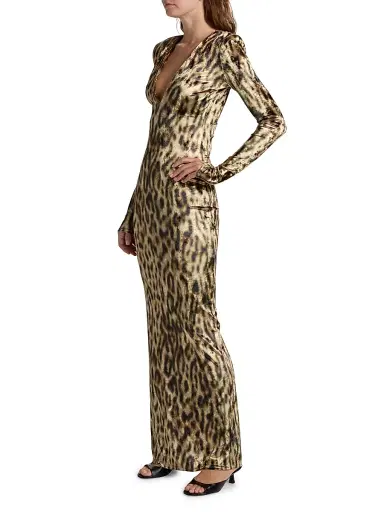Lapointe Women's Re-Edition Velvet Leopard-Print V-Neck Gown - Leopard - Size Large | Thumbnail 4 Lapointe Women's Re-Edition Velvet Leopard-Print V-Neck Gown - Leopard - Size Large | Thumbnail 4