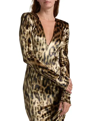 Lapointe Women's Re-Edition Velvet Leopard-Print V-Neck Gown - Leopard - Size Large | Thumbnail 6 Lapointe Women's Re-Edition Velvet Leopard-Print V-Neck Gown - Leopard - Size Large | Thumbnail 6