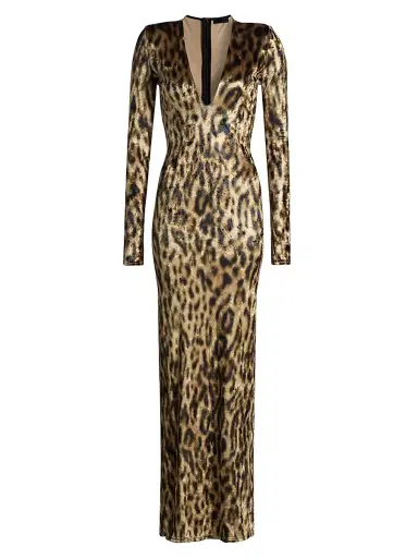 Lapointe Women's Re-Edition Velvet Leopard-Print V-Neck Gown - Leopard - Size Large | Thumbnail 1 Lapointe Women's Re-Edition Velvet Leopard-Print V-Neck Gown - Leopard - Size Large | Thumbnail 1