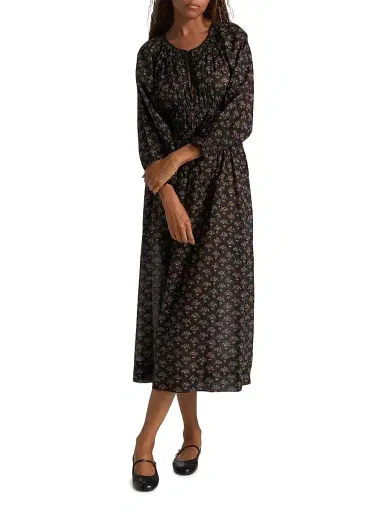 DÔEN Women's Delfina Floral Midi-Dress - Delphinium Floral - Size XS | Thumbnail 2 DÔEN Women's Delfina Floral Midi-Dress - Delphinium Floral - Size XS | Thumbnail 2