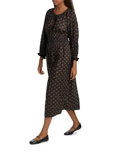 DÔEN Women's Delfina Floral Midi-Dress - Delphinium Floral - Size XS | Thumbnail 3 DÔEN Women's Delfina Floral Midi-Dress - Delphinium Floral - Size XS | Thumbnail 3