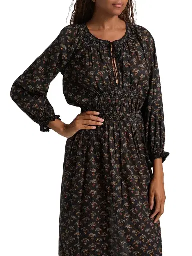 DÔEN Women's Delfina Floral Midi-Dress - Delphinium Floral - Size XS | Thumbnail 6 DÔEN Women's Delfina Floral Midi-Dress - Delphinium Floral - Size XS | Thumbnail 6