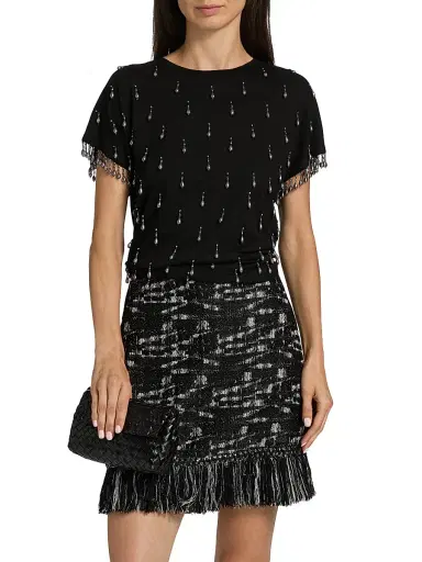 Kobi Halperin Women's Carmel Beaded Cotton T-Shirt - Black | Thumbnail 3 Kobi Halperin Women's Carmel Beaded Cotton T-Shirt - Black | Thumbnail 3