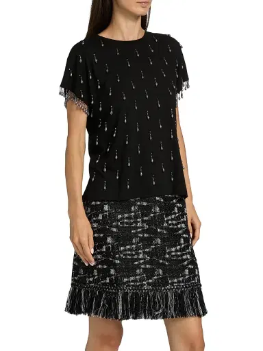 Kobi Halperin Women's Carmel Beaded Cotton T-Shirt - Black | Thumbnail 4 Kobi Halperin Women's Carmel Beaded Cotton T-Shirt - Black | Thumbnail 4
