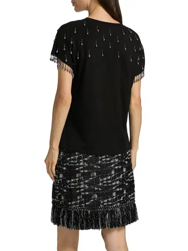 Kobi Halperin Women's Carmel Beaded Cotton T-Shirt - Black | Thumbnail 5 Kobi Halperin Women's Carmel Beaded Cotton T-Shirt - Black | Thumbnail 5