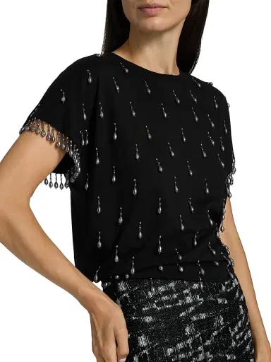 Kobi Halperin Women's Carmel Beaded Cotton T-Shirt - Black | Thumbnail 6 Kobi Halperin Women's Carmel Beaded Cotton T-Shirt - Black | Thumbnail 6