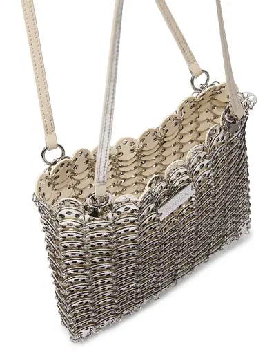 Rabanne Women's Sac A Main Leather & Steel Shoulder Bag - Ivory Silver | Thumbnail 4 Rabanne Women's Sac A Main Leather & Steel Shoulder Bag - Ivory Silver | Thumbnail 4