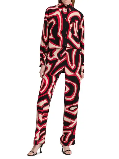 PUCCI Women's Passepartout Silk Crêpe De Chine Oversized Shirt - Gold Red - Size Small | Thumbnail 2 PUCCI Women's Passepartout Silk Crêpe De Chine Oversized Shirt - Gold Red - Size Small | Thumbnail 2