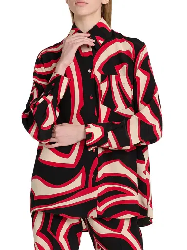 PUCCI Women's Passepartout Silk Crêpe De Chine Oversized Shirt - Gold Red - Size Small | Thumbnail 3 PUCCI Women's Passepartout Silk Crêpe De Chine Oversized Shirt - Gold Red - Size Small | Thumbnail 3