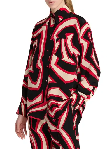 PUCCI Women's Passepartout Silk Crêpe De Chine Oversized Shirt - Gold Red - Size Small | Thumbnail 4 PUCCI Women's Passepartout Silk Crêpe De Chine Oversized Shirt - Gold Red - Size Small | Thumbnail 4