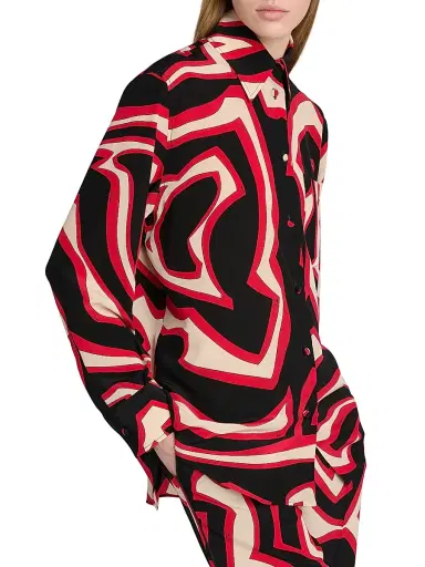 PUCCI Women's Passepartout Silk Crêpe De Chine Oversized Shirt - Gold Red - Size Small | Thumbnail 6 PUCCI Women's Passepartout Silk Crêpe De Chine Oversized Shirt - Gold Red - Size Small | Thumbnail 6