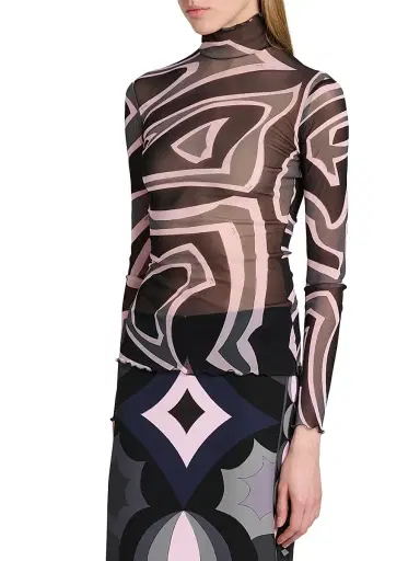 PUCCI Women's Passepartout Tulle T-Shirt - Black Pink - Size 10 | Thumbnail 4 PUCCI Women's Passepartout Tulle T-Shirt - Black Pink - Size 10 | Thumbnail 4