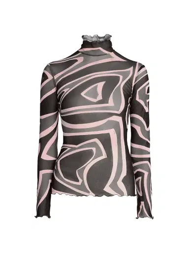 PUCCI Women's Passepartout Tulle T-Shirt - Black Pink - Size 10 | Thumbnail 1 PUCCI Women's Passepartout Tulle T-Shirt - Black Pink - Size 10 | Thumbnail 1