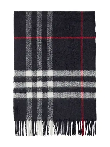 Burberry Men's Check Cashmere Scarf - Navy | Thumbnail 4 Burberry Men's Check Cashmere Scarf - Navy | Thumbnail 4