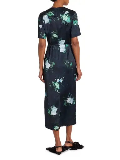 Erdem Women's Floral Sheath Midi-Dress - Abstract Rose Navy | Thumbnail 5 Erdem Women's Floral Sheath Midi-Dress - Abstract Rose Navy | Thumbnail 5
