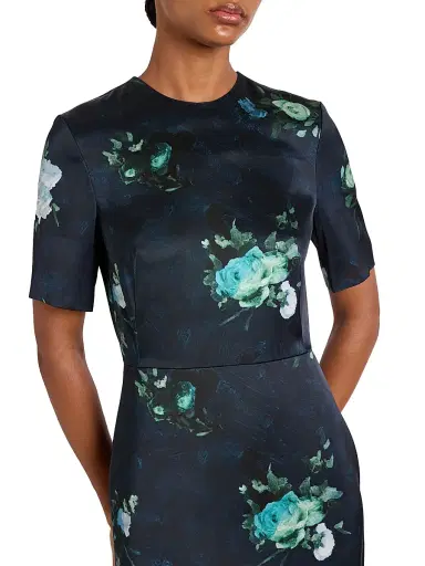Erdem Women's Floral Sheath Midi-Dress - Abstract Rose Navy | Thumbnail 6 Erdem Women's Floral Sheath Midi-Dress - Abstract Rose Navy | Thumbnail 6