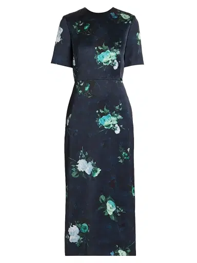 Erdem Women's Floral Sheath Midi-Dress - Abstract Rose Navy | Thumbnail 1 Erdem Women's Floral Sheath Midi-Dress - Abstract Rose Navy | Thumbnail 1