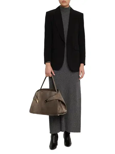 FERRAGAMO Women's Hug Soft Suede Top Handle Bag - Concrete | Thumbnail 2 FERRAGAMO Women's Hug Soft Suede Top Handle Bag - Concrete | Thumbnail 2