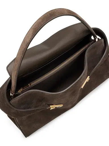 FERRAGAMO Women's Hug Soft Suede Top Handle Bag - Concrete | Thumbnail 4 FERRAGAMO Women's Hug Soft Suede Top Handle Bag - Concrete | Thumbnail 4