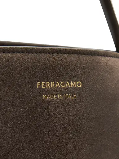 FERRAGAMO Women's Hug Soft Suede Top Handle Bag - Concrete | Thumbnail 5 FERRAGAMO Women's Hug Soft Suede Top Handle Bag - Concrete | Thumbnail 5